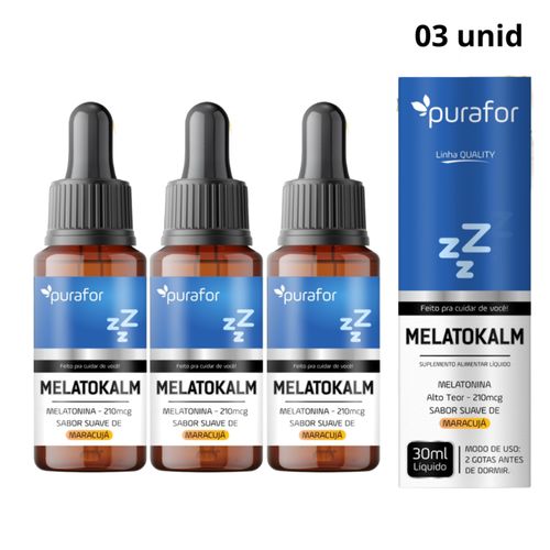 KIT 3 Melatokalm Suplemento Líquido com Melatonina 210mcg - Rápida Absorção e Sabor Maracujá KIT 3 Melatokalm Suplemento Líquido com Melatonina 210mcg - Rápida Absorção e Sabor Maracujá
