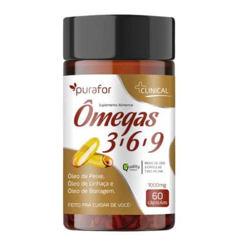 ÔMEGA 3 6 9 ÓLEO DE PEIXE, LINHAÇA E BORRAGEM – 60 CAPS PURAFOR ÔMEGA 3 6 9 ÓLEO DE PEIXE, LINHAÇA E BORRAGEM – 60 CAPS PURAFOR