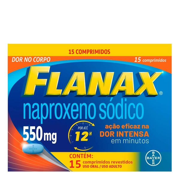 Analgésico, Anti-inflamatório e Antitérmico Flanax 550mg 15 Comprimidos