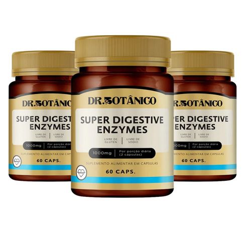 KIT 03 SUPER DIGESTIVE ENZYMES 1000MG 60CAPS DR. BOTANICO