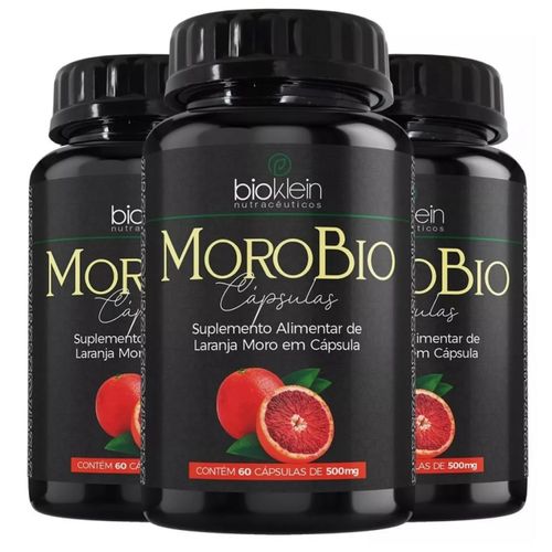 Kit 03 MOROBIO 60 (Extrato de Laranja Moro, Antocianinas) 550mg 60 Caps Bioklein
