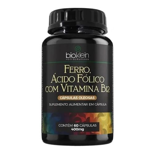 OLEO FERRO, ACIDO FOLICO C/ VITAMINA B12 400mg  60 Caps BIOKLEIN