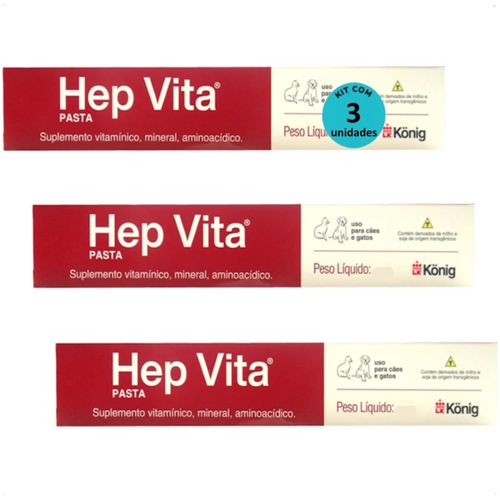 SUPLEMENTO ALIMENTAR PARA CÃES E GATOS HEP VITA 30G KONIG KIT COM 3 SUPLEMENTO ALIMENTAR PARA CÃES E GATOS HEP VITA 30G KONIG KIT COM 3