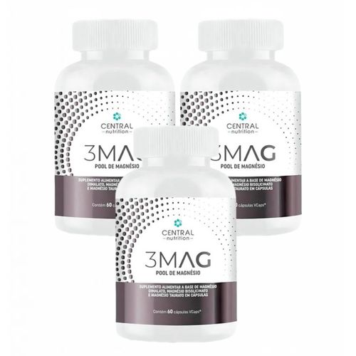 3x 3 Mag Magnesio Quelato Taurato Dimalato Central Nutrition Sem sabor