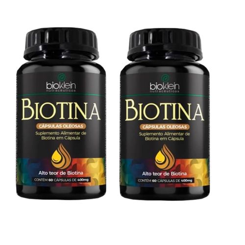 KIT 2 ÓLEO BIOTINA (Vitamina B7) 400mg 60 Caps Bioklein KIT 2 ÓLEO BIOTINA (Vitamina B7) 400mg 60 Caps Bioklein