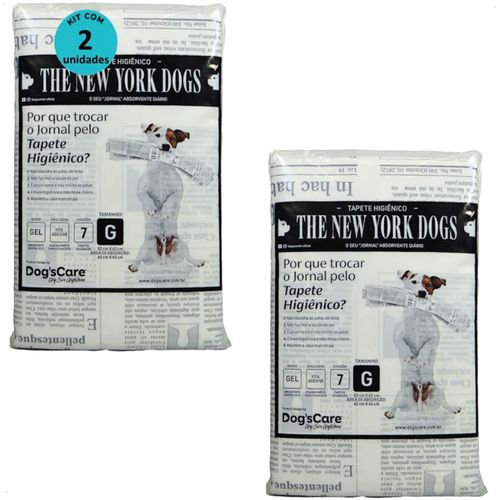 TAPETE HIGIÊNICO THE NEW YORK DOGS TAMANHO G 7 UN 82X60 CM KIT COM 2