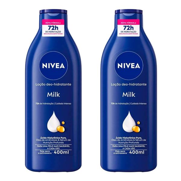 Kit Hidratante Corporal Nivea Milk Pele Seca e Extrasseca 2 Unidades de 400ml