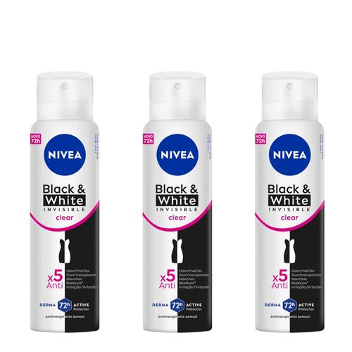 Kit-Nivea-Antitranspirante-Invisible-Black-White-Clear-Aerosol-3-Unidades-de-150ml