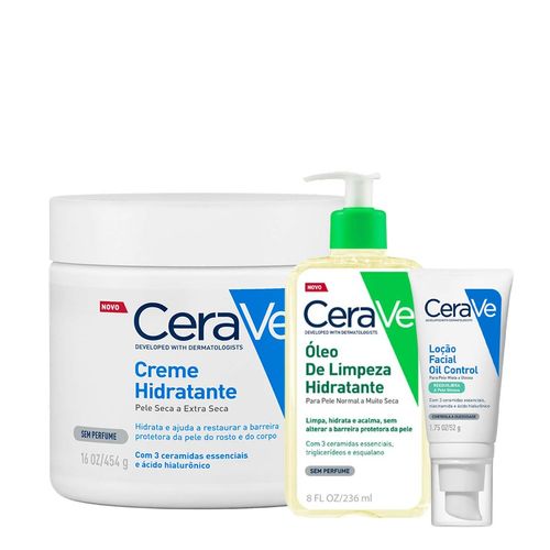 Kit-CeraVe-Hidratante-Corporal-454g---oleo-De-Limpeza-236ml---Locao-Facial-Oil-Control-52g Kit-CeraVe-Hidratante-Corporal-454g---oleo-De-Limpeza-236ml---Locao-Facial-Oil-Control-52g