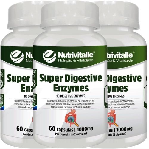 KIT 03 SUPER DIGESTIVE ENZYMES 1000MG 60CAPS NUTRIVITALLE KIT 03 SUPER DIGESTIVE ENZYMES 1000MG 60CAPS NUTRIVITALLE