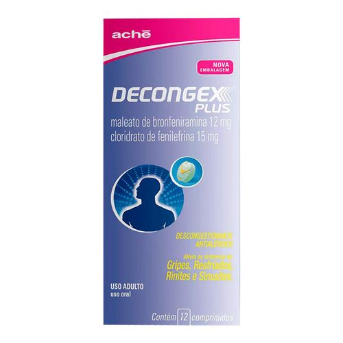 Descongestionante, Antialérgico E Antigripal Decongex Plus 12Mg + 15Mg 12 Comprimidos