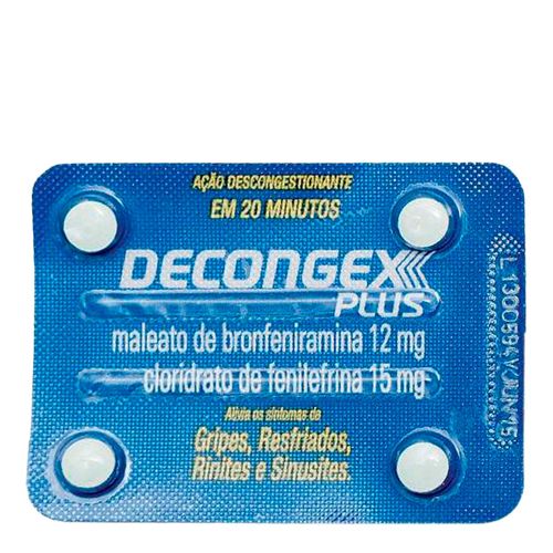 Antigripal E Descongestionante Decongex Plus 12Mg + 15Mg 4 Comprimidos Revestidos