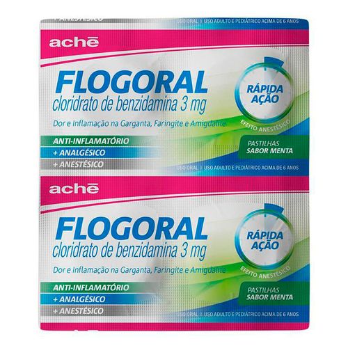 Anestésico, Anti-Inflamatório E Analgésico Flogoral 3Mg 4 Pastilhas Menta