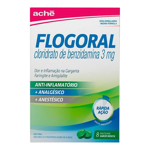 Pastilha Anestésica Flogoral 3Mg Menta 8 Unidades