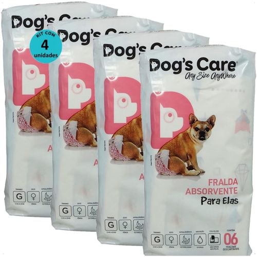 FRALDA HIGIÊNICA DESCARTÁVEL DOGS CARE G 6 UN PARA CÃES FÊMEAS KIT COM 4 FRALDA HIGIÊNICA DESCARTÁVEL DOGS CARE G 6 UN PARA CÃES FÊMEAS KIT COM 4