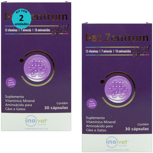 PET ZENTRUM SOFT GEL COM 30 CÁPSULAS PARA CÃES E GATOS KIT COM 2 PET ZENTRUM SOFT GEL COM 30 CÁPSULAS PARA CÃES E GATOS KIT COM 2