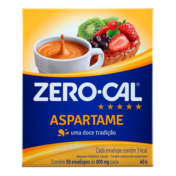 Adoçante em Pó Zero-Cal Aspartame 50 Saches com 600mg Cada