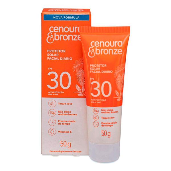 Protetor Solar Facial Toque Seco FPS 30 Cenoura & Bronze Bisnaga 50g