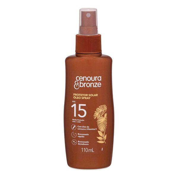 Bronzeador Óleo FPS 15 Cenoura & Bronze Frasco 110ml Spray