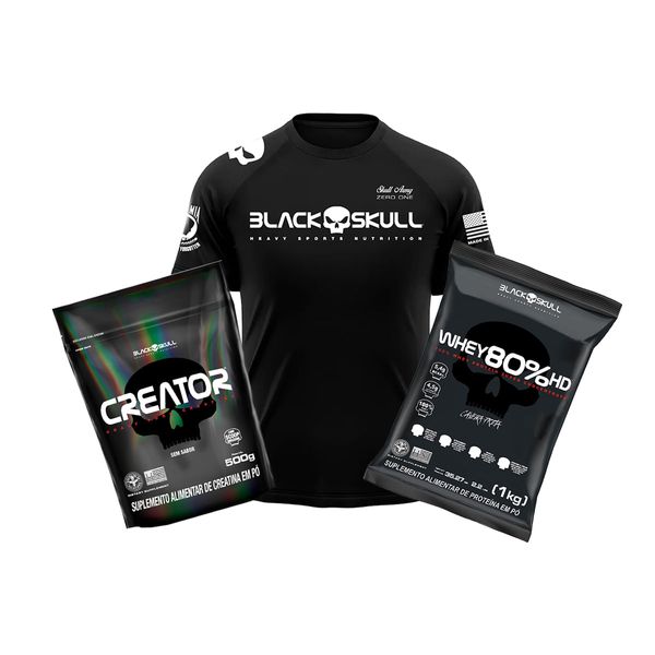 KIT WHEY 80% + CREATOR 500G + CAMISETA DRY FIT KIT WHEY 80% MORANGO + CREATOR 500G + CAMISETA DRY FIT XG
