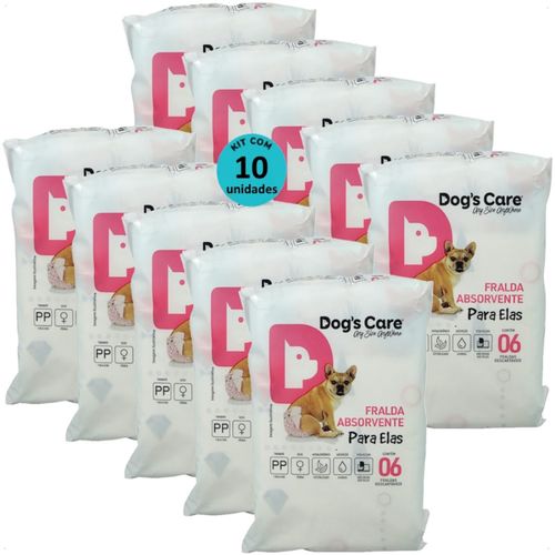 FRALDA HIGIÊNICA DESCARTÁVEL DOGS CARE PP 6 UN PARA CÃES FÊMEAS KIT COM 10 FRALDA HIGIÊNICA DESCARTÁVEL DOGS CARE PP 6 UN PARA CÃES FÊMEAS KIT COM 10
