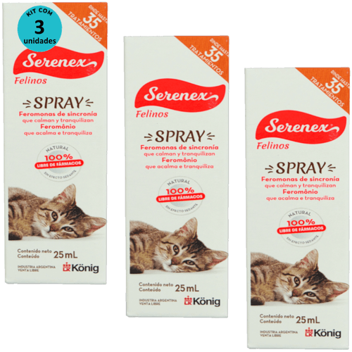 Serenex Spray 25ml Para Gatos Kit Com 3 unidades Serenex Spray 25ml Para Gatos Kit Com 3 unidades