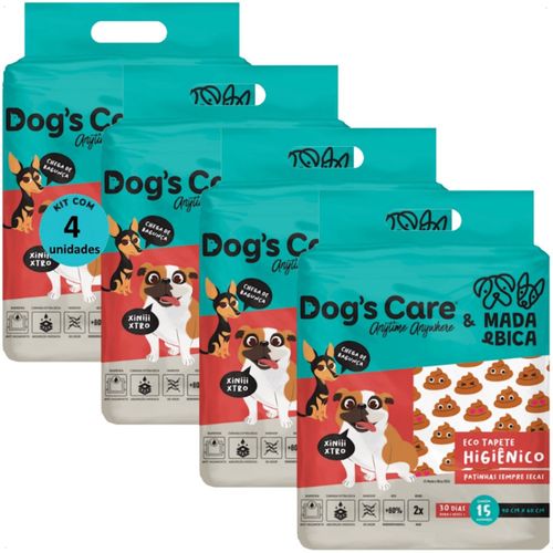 TAPETE HIGIÊNICO DOGS CARE FAMÍLIA MADA E BICA 15 UN 90X60 CM KIT COM 4
