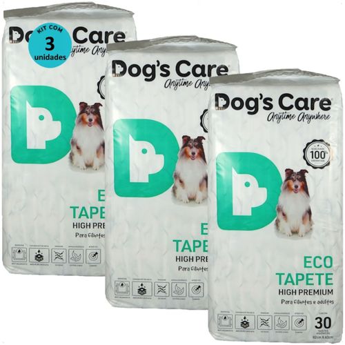 TAPETE HIGIÊNICO DOG´S CARE ECO HIGH PREMIUM 30 UN 82X60 CM KIT COM 3
