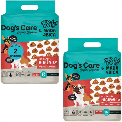 TAPETE HIGIÊNICO DOGS CARE FAMÍLIA MADA E BICA 15 UN 90X60 CM KIT COM 2 TAPETE HIGIÊNICO DOGS CARE FAMÍLIA MADA E BICA 15 UN 90X60 CM KIT COM 2