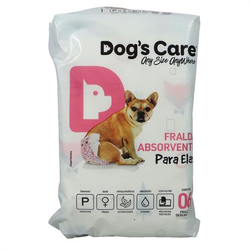 FRALDA HIGIÊNICA DESCARTÁVEL DOGS CARE P 6 UN PARA CÃES FÊMEAS