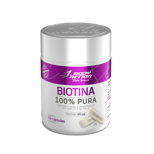 Biotina 100% Pura 45mcg 60 Cápsulas Veganas Bodyaction