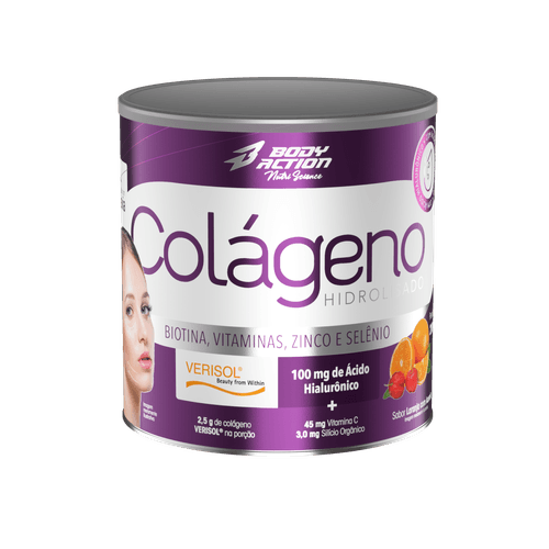 COLÁGENO VERISOL C/ ÁCIDO HIALURÔNICO 200GR BODYACTION FRUTAS VERMELHAS