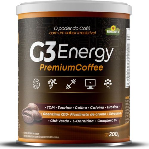 Café Termogênico G3 Energy Premium Coffee – Energia, Foco e Performance com TCM, Cafeína CoQ10 200g
