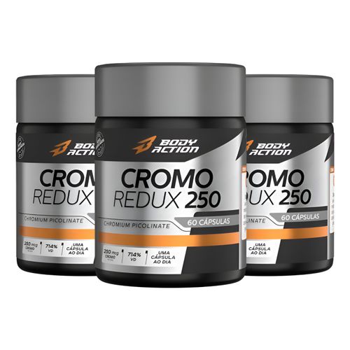 Kit 3x Cromo Redux 250mcg 714% Vd Total 180 Caps Bodyaction