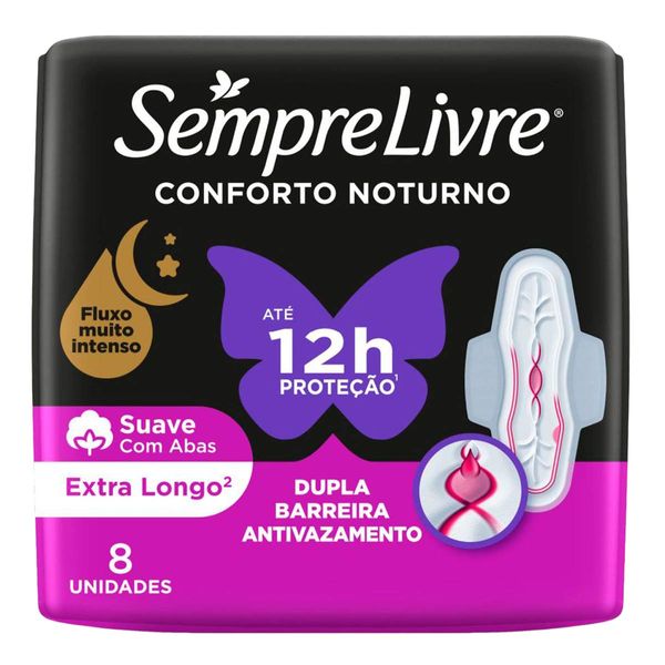 Absorvente Externo Sempre Livre Conforto Noturno Suave 8 Unidades