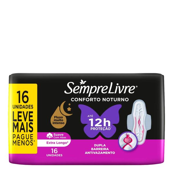 Absorvente Externo Sempre Livre Conforto Noturno Suave 16 Unidades