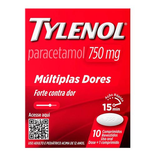 Analgésico Tylenol 750Mg 10 Comprimidos