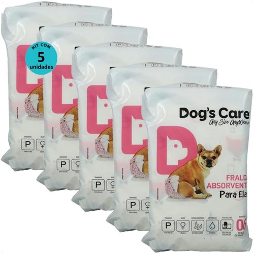 FRALDA HIGIÊNICA DESCARTÁVEL DOGS CARE P 6 UN PARA CÃES FÊMEAS KIT COM 5