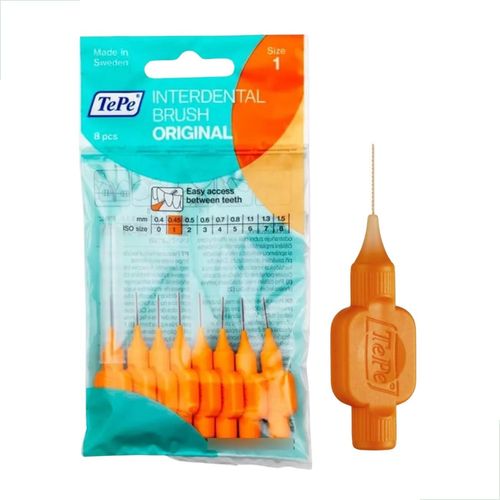 Escova Interdental 0.45mm Laranja TePe Higiene Dentes Sensíveis Aglutinados Remoção Placas Fio Dental Alternativo Suave Escova Interdental 0.45mm Laranja TePe Higiene Dentes Sensíveis Aglutinados Remoção Placas Fio Dental Alternativo Suave