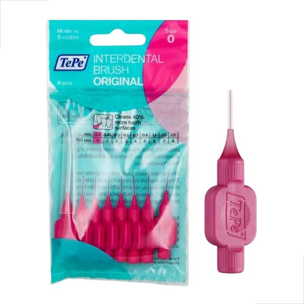 Escova Interdental 0.40mm Rosa TePe Precisão Limpeza Espaços Pequenos Dentes Proximidade Placas Compacta Cuidados Orais
