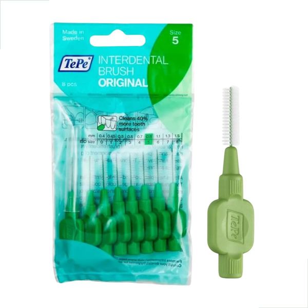 Escova Interdental 0.80mm Verde TePe Limpeza Eficiente Pontes Fixas Coroas Cuidados Orais Avançados Higiene Prática Comp