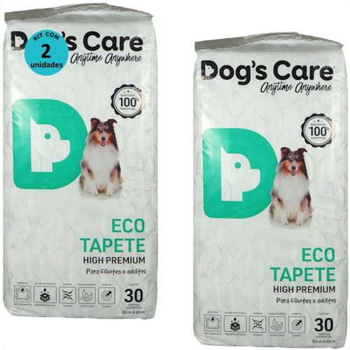 TAPETE HIGIÊNICO DOG´S CARE ECO HIGH PREMIUM 30 UN 82X60 CM KIT COM 2