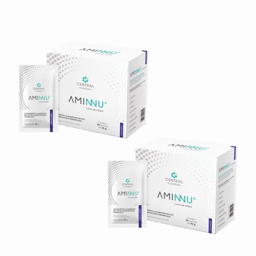 2x Aminnu Sem Xilitol Blueberry-30 Sachês- Central Nutrition Blueberry