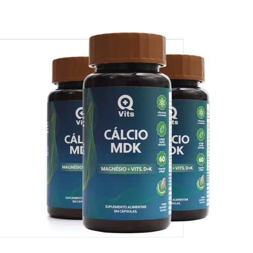Kit Cálcio MDK QMaisVits 180 Cápsulas Softgel