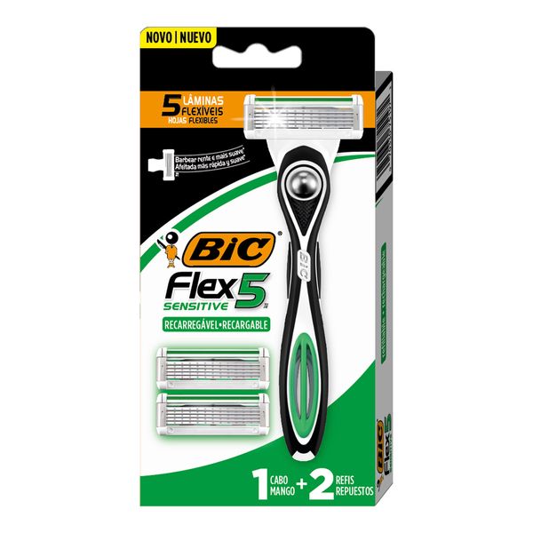 Barbeador Bic Flex 5 1 Cabo + 2 Cabeças