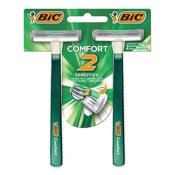Barbeador Bic Comfort 2 Pele Sensível Verde 2 Unidades