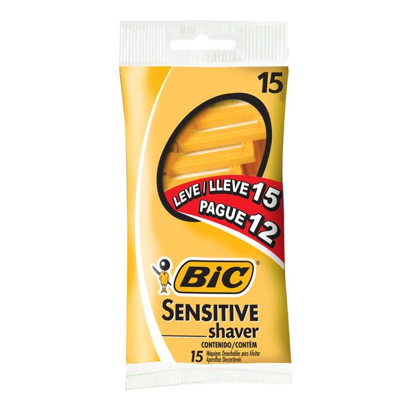 Barbeador Bic Sensitive Shaver Amarelo 15 Unidades