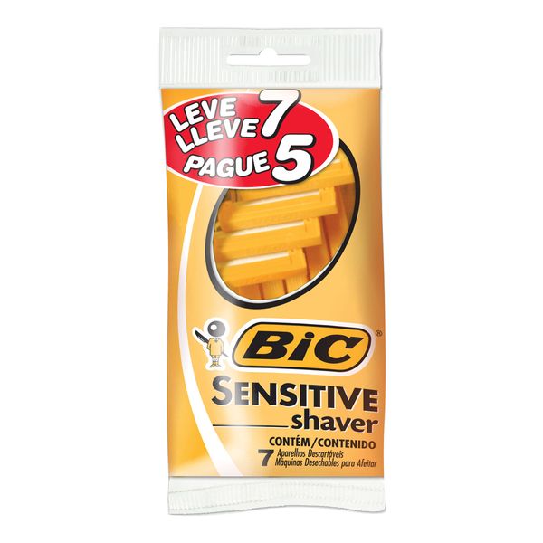 Barbeador Bic Sensitive Shaver Amarelo 7 Unidades