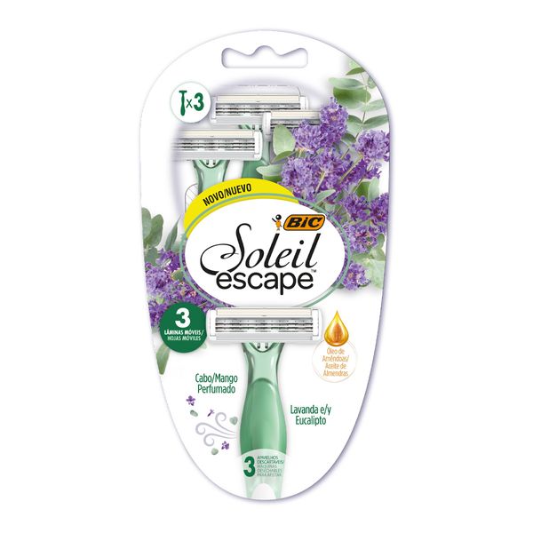 Depilador Bic Soleil Escape Essência de Lavanda e Eucalipto 3 Unidades