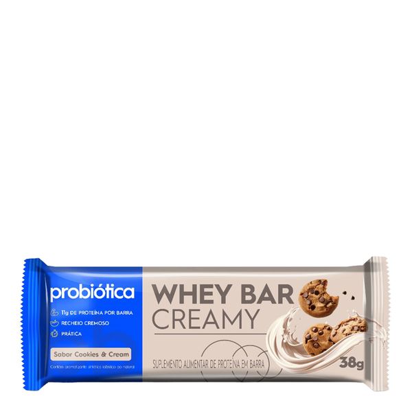 Barra De Proteina Probiótica Whey Cookies & Cream 11g de Proteínas 38g